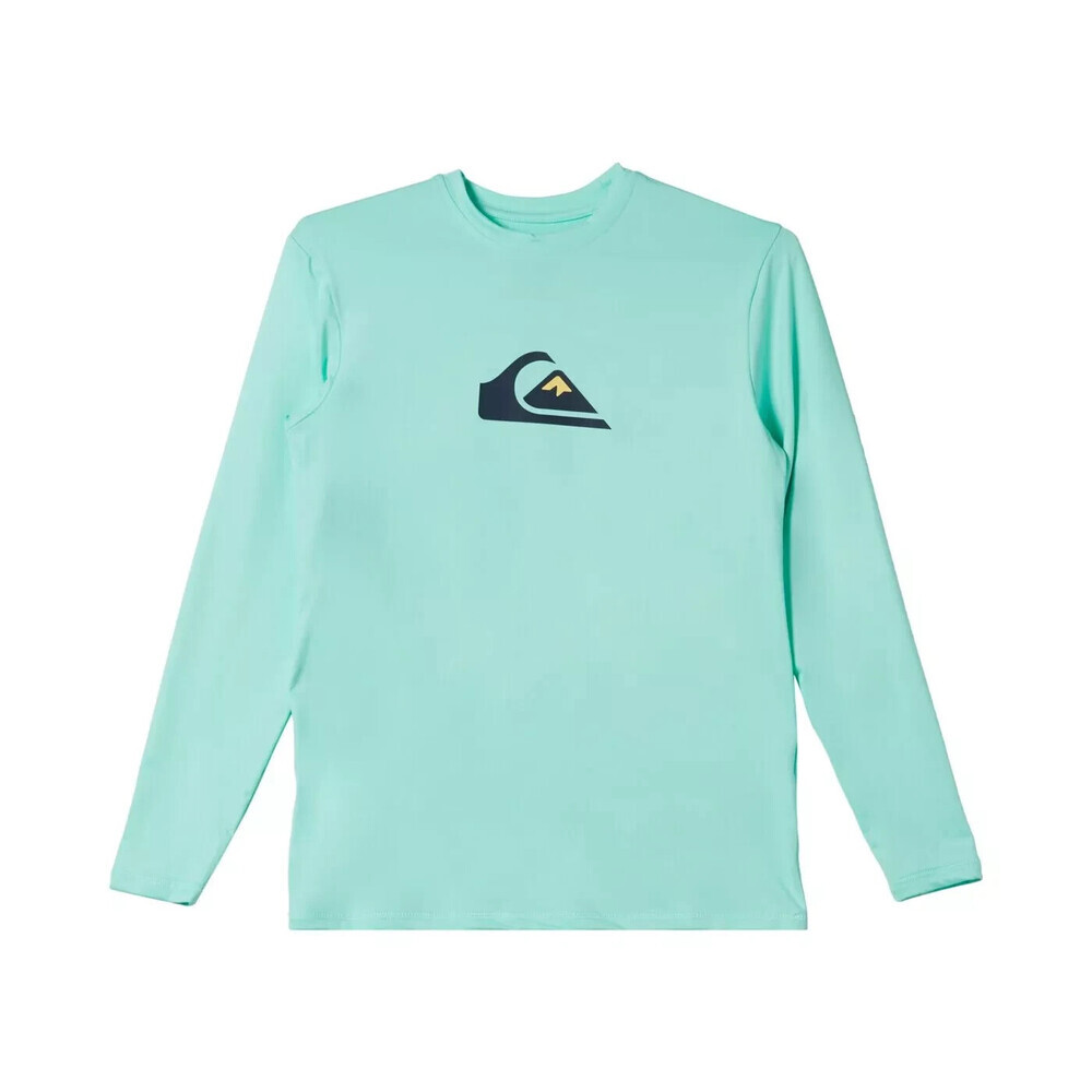 Quiksilver Solid Streak T-Shirt Boys XL-16 Light Teal Crew Neck Swimwear ERK1920